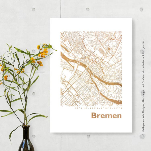 Bremen map circle. silver | A3