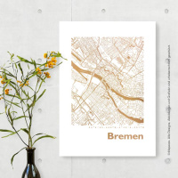 Bremen Karte Rund. silber | A3