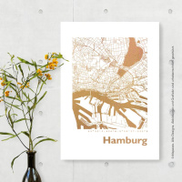 Hamburg Karte Rund. gold | A4