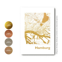 Hamburg Karte Rund. gold | A4