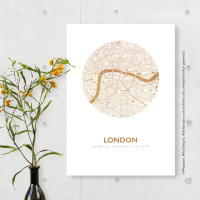London Karte Rund. gold | A4