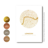 London Karte Rund. gold | A4
