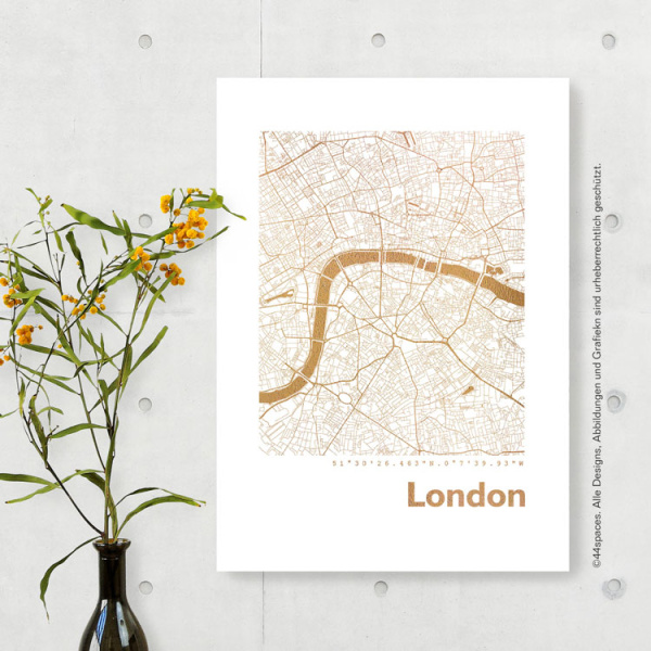 London 1 Karte Eckig. silber | A3