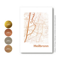Heilbronn Karte Rund. silber | A3