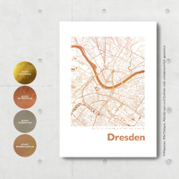 Dresden Karte Rund. gold | A4