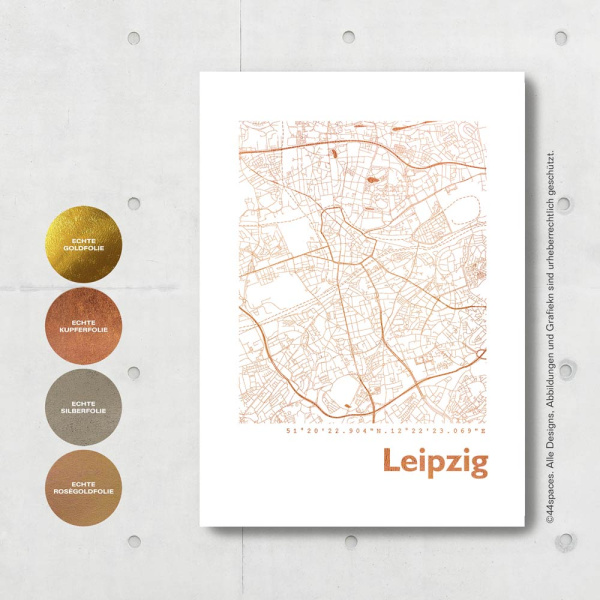 Leipzig Karte Rund. kupfer | A4