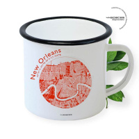 New Orleans Map Retro-Tasse Map Emaille