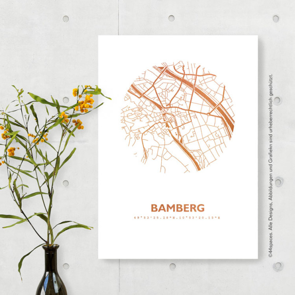 Bamberg Karte Rund. silber | A4