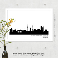 Berlin Skyline Print. A3 bw