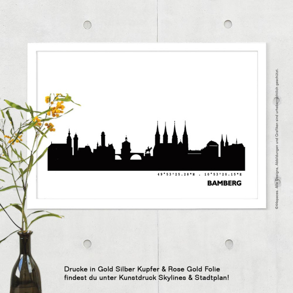 Bamberg Skyline Print Black & White