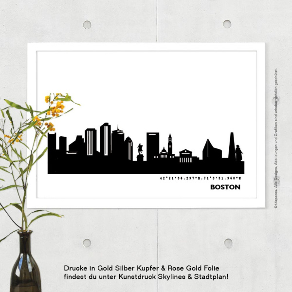 Boston Skyline Print Black & White