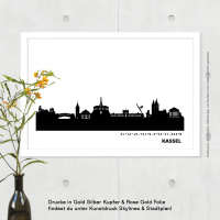 Kassel Skyline Print Black &amp; White