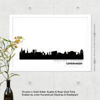 Kopenhagen Skyline Print Black & White