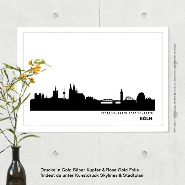 Köln Skyline Print Black & White
