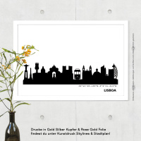 Lissabon Skyline Print Black & White