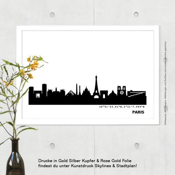 Paris Skyline Print Black & White