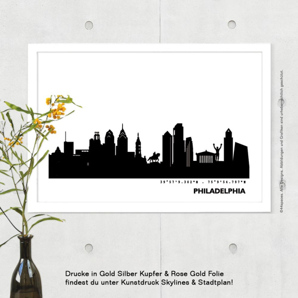 Philadelphia Skyline Print Black & White