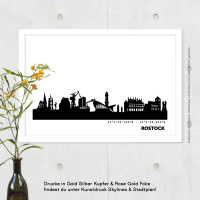 Rostock Skyline Print Black & White