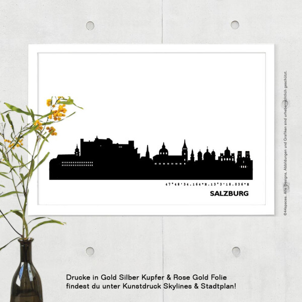 Salzburg Skyline Print Black & White