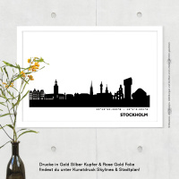 Stockholm Skyline Print Black & White