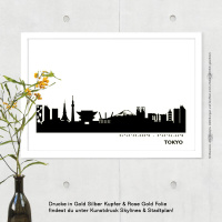 Tokyo Skyline Print Black & White