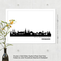 Wiesbaden Skyline Print Black & White