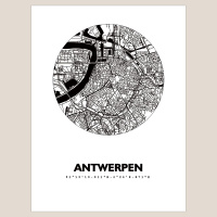 Antwerpen Map Black &amp; White