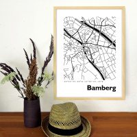 Bamberg Map circle. A4 bw