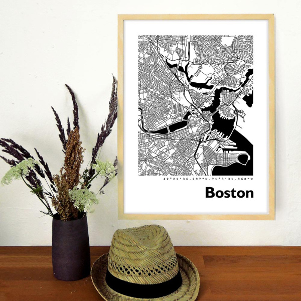 Boston Stadtkarte Eckig & Rund