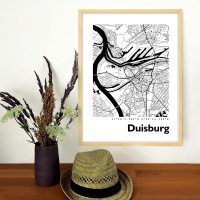 Duisburg Map Black &amp; White