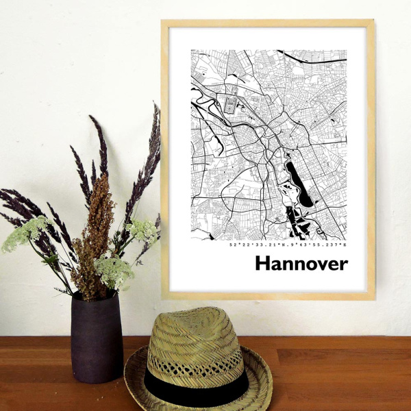 Hannover Map Black & White