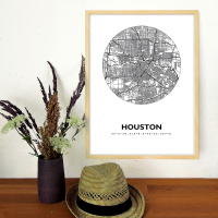 Houston Stadtkarte Eckig & Rund