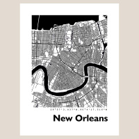 New Orleans Map Black & White