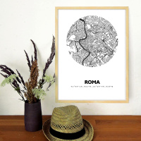 Rom Map Black & White