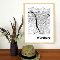 Würzburg Map Black & White