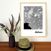 Athen Map Black &amp; White