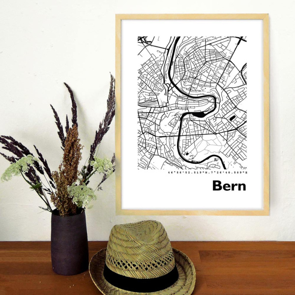 Bern Map Black & White