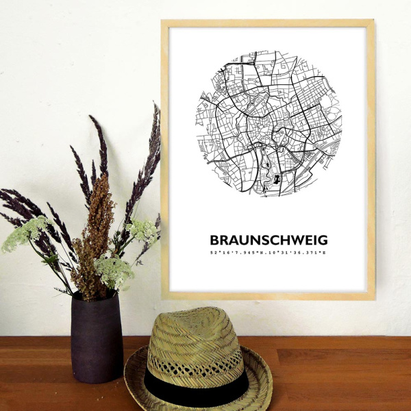 Braunschweig Map Black & White