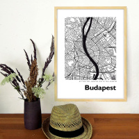 Budapest Map Black & White