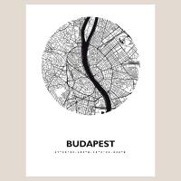 Budapest Map Black &amp; White