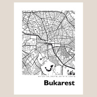 Bukarest Map Black & White