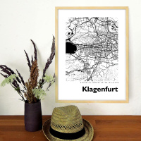 Klagenfurt Map Black & White