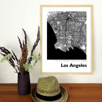 Los Angeles Map Black & White