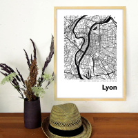 Lyon Map Black & White