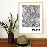 Madrid Map Black & White
