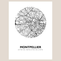 Montpellier Map Black & White