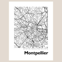 Montpellier Map Black & White