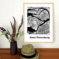 Sankt Petersburg Map Black & White