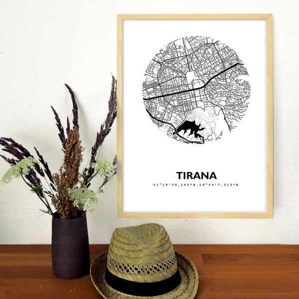 Tirana Stadtkarte Eckig & Rund