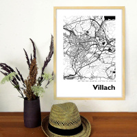 Villach Map Black & White